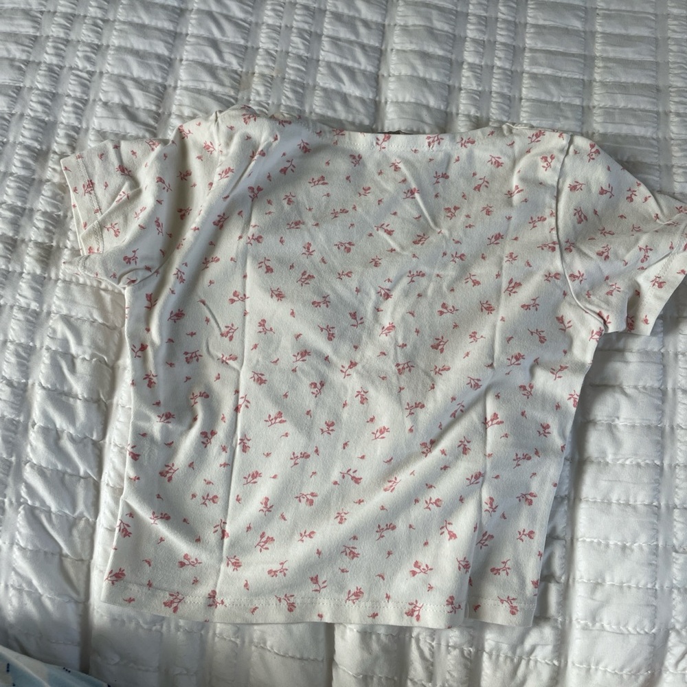 Floral Print Kids Top - White and Pink